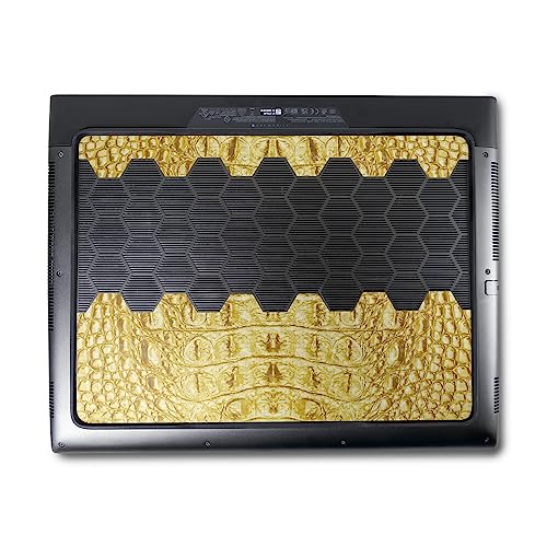 Image of MightySkins Carbon Fiber Skin Compatible with Alienware M18 R1 (2023) Full Wrap Kit - Golden Croc | Protective, Durable Textured Carbon Fiber Finish | Easy to Apply & Change Styles | Made in The USA
