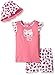 Gerber Little Girls' Toddler Three-Piece Shirt, Bloomer and Tulip Hat Set, Kitty, 5T