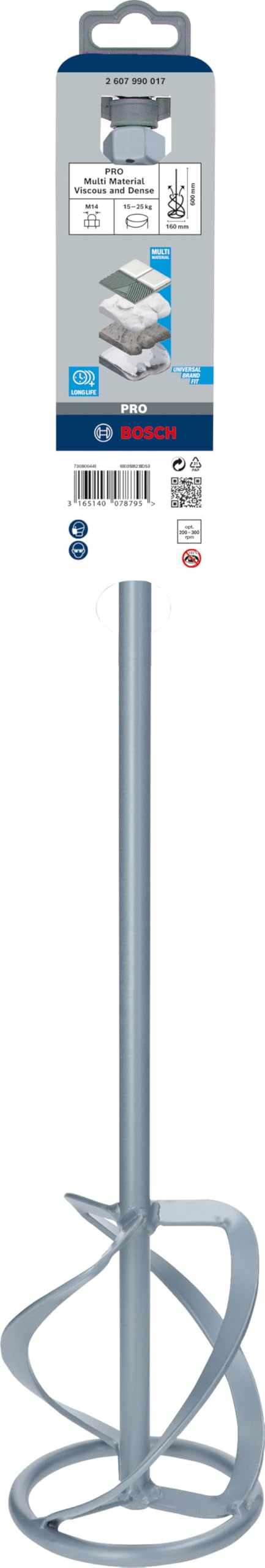 Bosch Professional 1x Malaxeur (Malaxeur-Ø: 160 mm, Quantité: 25-60 kg, Accessoires Perforateurs)