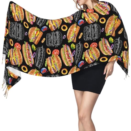 Cheese and Burgers Scarf Shawl Wrap Warm Blanket Neckerchief for Men Women Decor3