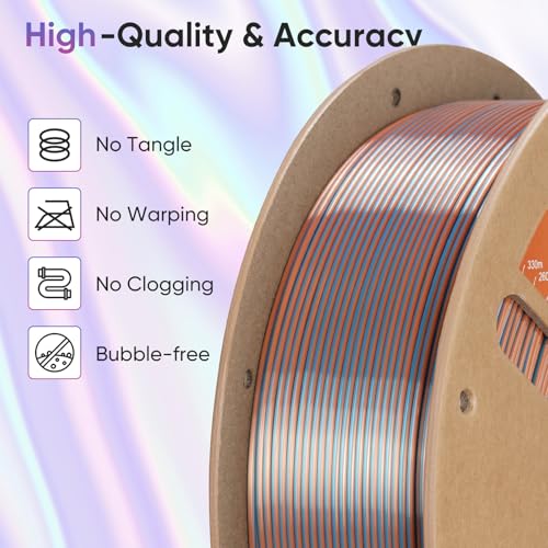 Image of ERYONE Silk Filament PLA+ 1.75mm Shiny 3D Printer Filament, Multicolor PLA 4 in 1, 1kg (2.2LBS) /Spool, HS Silk Quadruple Color Emerald Athene (Carbon Gray & Rose Gold & Emerald Green & Wine Red)