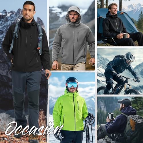 FemiChic Regenjacke Herren Wasserdicht Atmungsaktiv Outdoor Fahrrad Dünne Ultraleichte Wanderjacke für Rain Camping Sommer Leichte Jacke(Schwarz,XL)