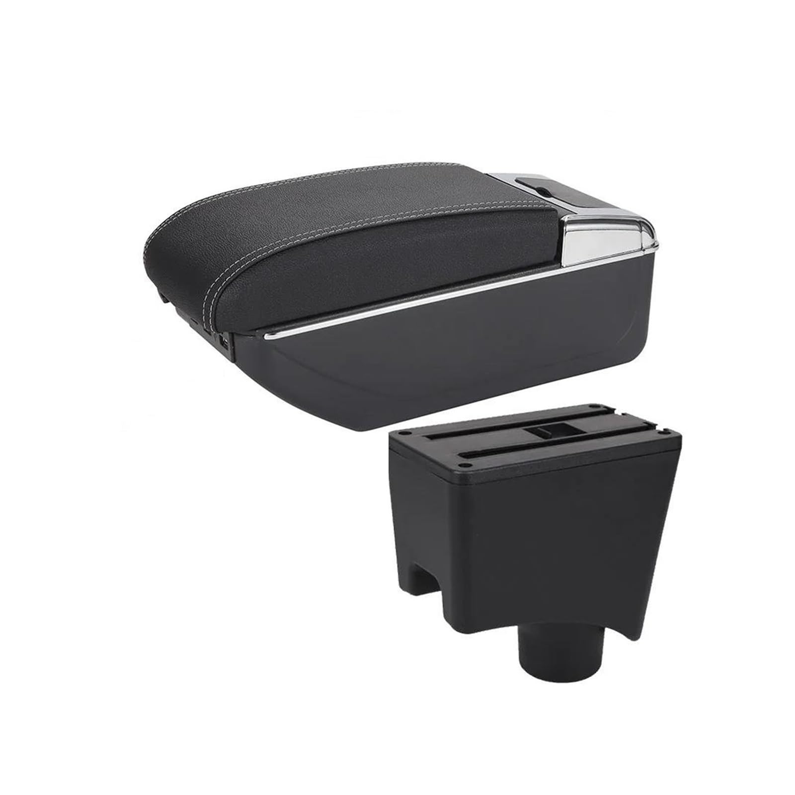 OOPUHKSY Armrest Storage Box For Nissan For Almera G15 Armrest Storage Box Car Accessories Car Armrest Box(D3 Black white NoUSB)