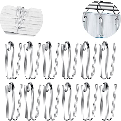 50 Pieces Metal Curtain Hooks Pinch Pleat Header Tape Pins Heavy Duty Deep Prong Hooks