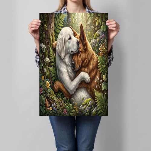 Impression sur toile Golden Retriever decoration murale foret