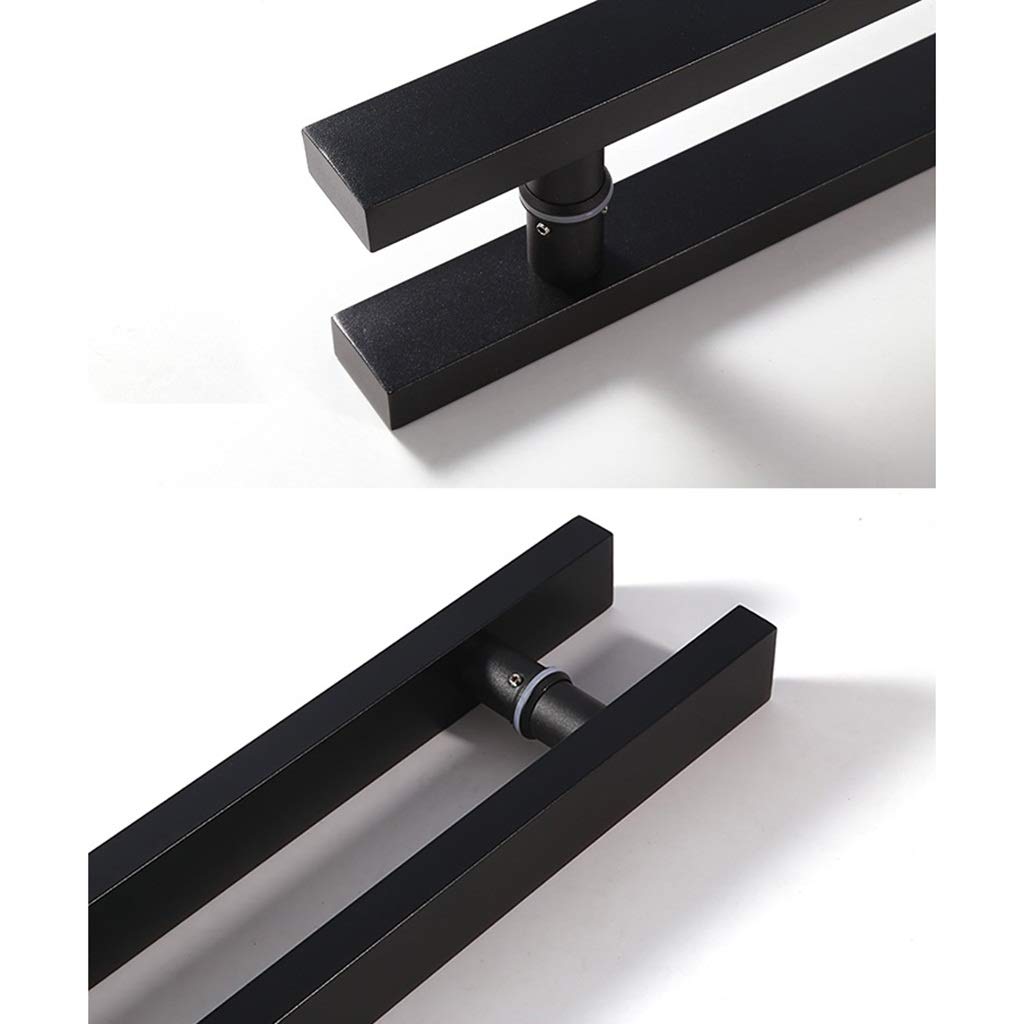 Maniglia per Porta Scorrevole per Porta del Fienile Maniglia per Porta in Vetro, Semplice Maniglia per Porta Push-Pull in Tubo Quadrato in Acciaio Inossidabile Nero/Maniglia per Porta in Leg