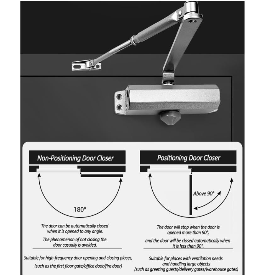 Luminexia 2 uds. Cierrapuertas Hidráulico con Retenedor,Cierre Automático Ajustable,Muelle Puerta,Cierrapuertas de Resorte Suave,Ideal para Hogar y Comercial,Brazo Normal,con Retenedor