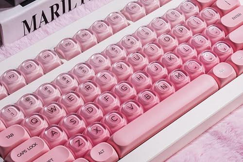 Image of ZORNHER CG870 Foundation Mechanical Keyboard,80% Pink Creamy Keyboard Wireless,Cute Jelly MOA Profile Keycaps,Creamy Sounding Linear Switches,Hot-Swappable,RGB Backlit