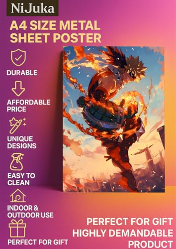 Image of NIJUKA Anime Printed A4 Size Metal sheet Poster For Home And Room Decoration | For Anime Art Fans Boys And Girls (Kanchan Explosion boy)