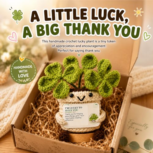 COZEKAVUM Crochet Plant in Pot, Positive Emotional Support with Base Gifts for Mom Grandma Wife Best Friend, Teacher Nurse Coworker Appreciation, Birthday Mothers Day with Good Lucky for Her - image 7