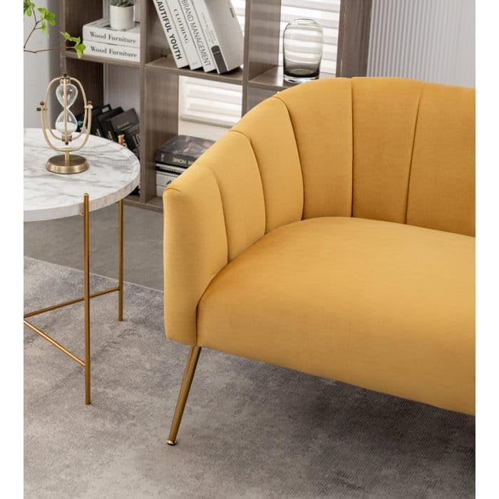 Image of 2-Seater,Loveseat Sofa Couch for Home and Living Room Bedroom & Office and Hallway Sofa (Yellow)
