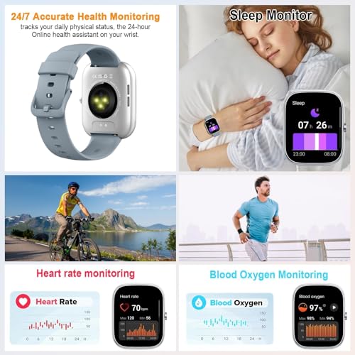Image of Smart Watch for Men Women, 1.91 inchHD Screen Smartwatch Fitness Tracker(Answer /Make Call), Heart Rate /Activity /Sleep Monitor, SpO2, IP68 Waterproof,110+ Sport Mode, 2025 Step Counter for Android IOS Gray