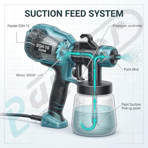 Image of Painter Electric Paint Spray Gun with Copper Nozzle 550W HVLP (EGH-10) 1.8mm Nozzle 1200ml Capacity
