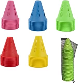XIZHI 50 conos de entrenamiento multiusos con bolsa de almacenamiento, conos de plástico para patinaje sobre ruedas, entrenamiento deportivo, 3 pulgadas