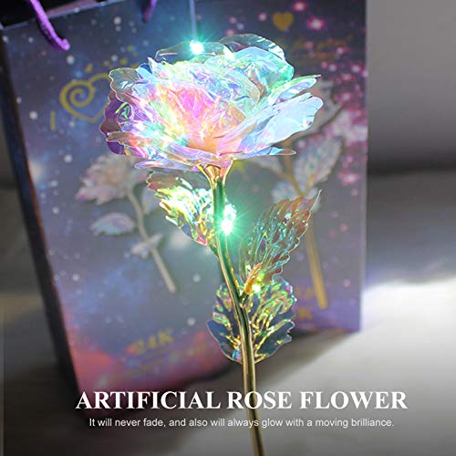 Flor rosa falsa,Funien Flor rosa artificial colorida com caixa de presente para mulheres Dia das mãe