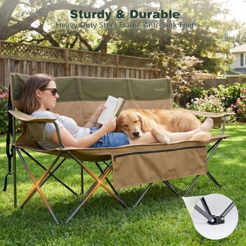 Image of SUNNYFEEL 3 Person Camping Chair Oversized Loveseat for Adults
