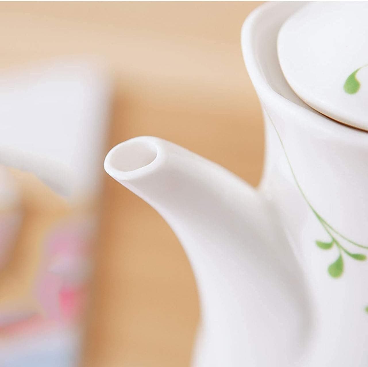 Vinegar Bottle Anti-Leakage Tabletop Ceramic Olive Oil Dispenser Bottle-Soy Sauce or Vinegar Cruet with Pourer-Modern Flower Ceramic Condiment Dispenser