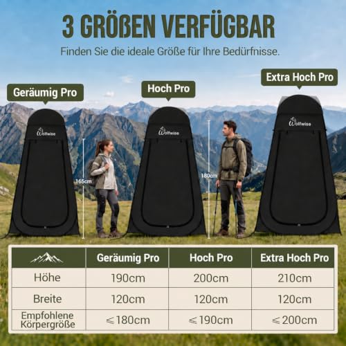 WolfWise PRO Pop Up Duschzelt Camping Silberbeschichtet mit Boden, Überzelt – Ansicht 6