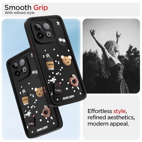 Image of Pikkme Back Cover for iQOO Neo 10 5G | Cute Fun Cartoon 3D Bear Silicone Full Body Protection Bumper Case (Black)