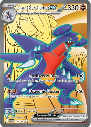Pokemon - Cynthia’s Garchomp ex 215/182 – Destined Rivals – Full Art – Ultra Rare – Foil Pokemon Card