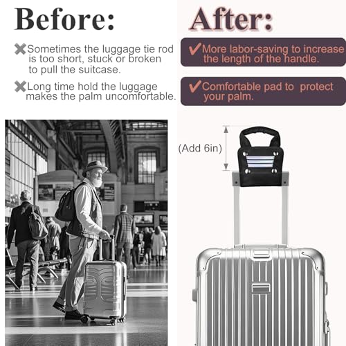 Image of 7.9in Universal Luggage Handle Extender | High Visibility Handle Extension with Comfortable Hand Strap, Ideal for Travelers for Luggage, Suitcase, Handbag and Carry On