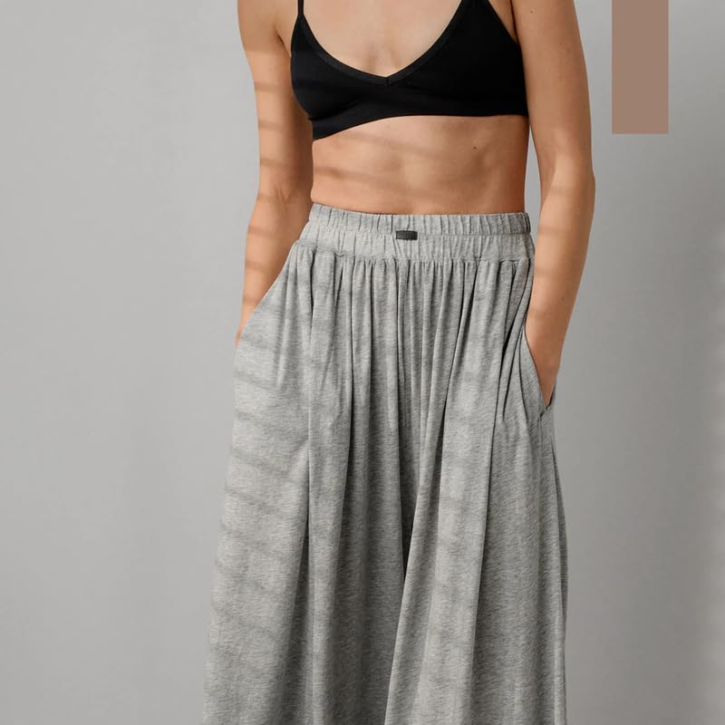 Image of Lunya Organic Pima Wide Leg Cotton Pants for Women - Organic Cotton Palazzo Pants - High Rise Wide Waistband