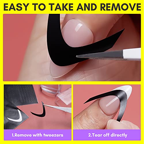 Makartt 7Pcs French Nail Art Stickers Kit, 8Ml White Gel Nail Polish,6 Sheets French Tip Stickers, Self-Adhesive French Manicure Strips Guides French Edge Auxiliary Kit For Beginner Diy Nail Design #TOP5