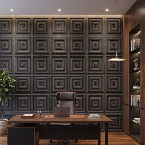 Image of Kayra Decor 3D PVC Wall Panels for Bedroom & Living Room | Pryamid Design |Nexa Gray Color | 19.7 x 19.7 Inch | Pack of 18 | 42.48 Sq Ft