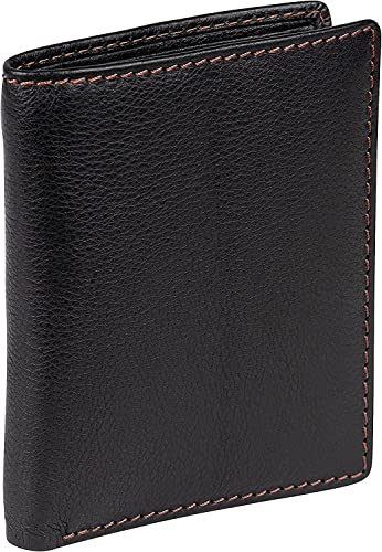 Theodore Cartera Moderna de Duero de Grano Completo para Hombre. Portatarjetas Vertical con Doble Pliegue en Negro y Marrón,18 Ranuras para Tarjetas y Bolsillo para Billetes. Tecnología RFID Protegida Cover