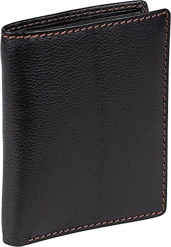 Theodore Bifold Men's Leather Wallet - Full Grain Slim Leather Wallet for Men with 18 Card Slots and Bills Pocket - RFID Technology Protected Vertical Male Leather Wallet in Black and Brown Dual Tone