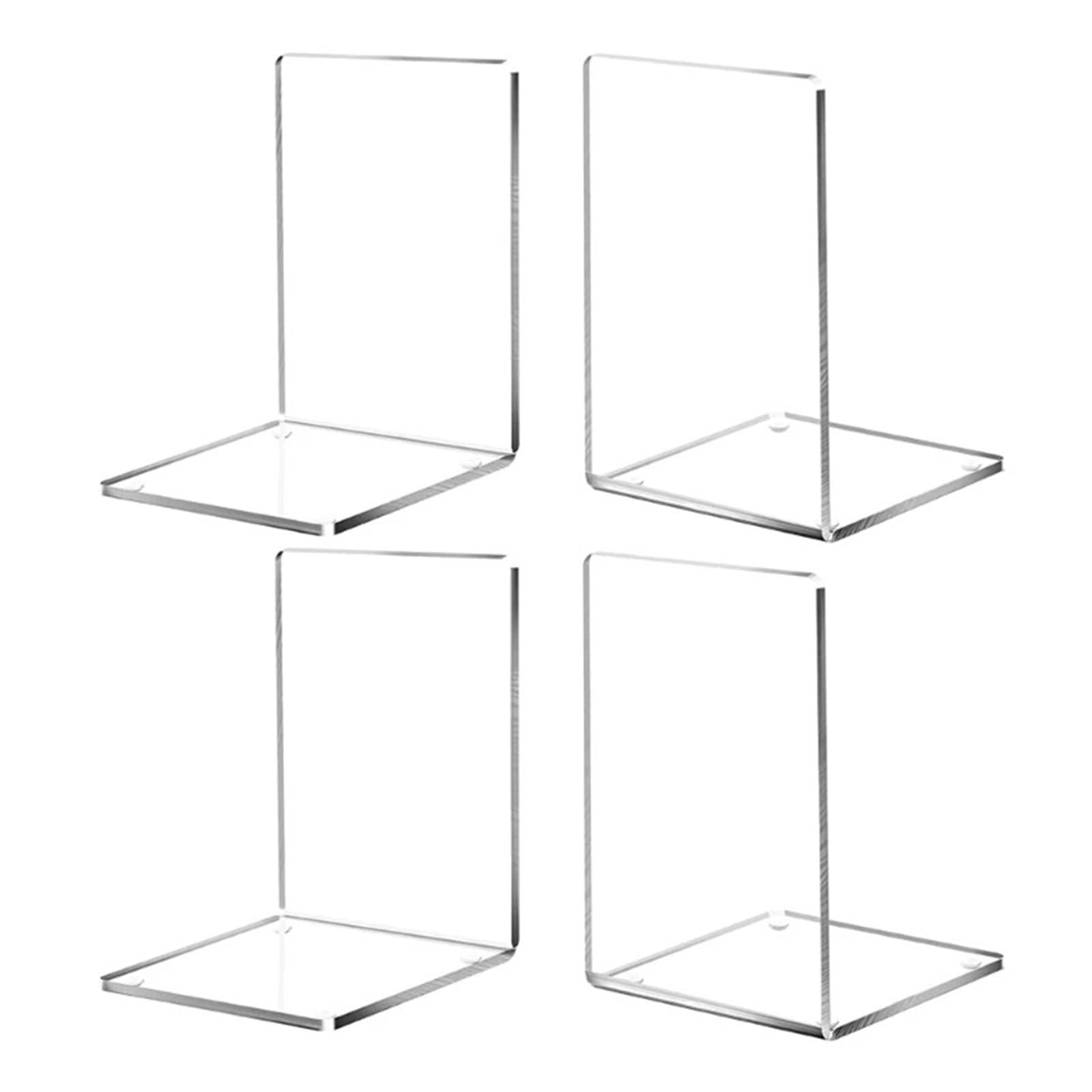 Desktop Bookends 4pcs 13x10x10cm Acrylic Books Stand Display Transparent Book Bookshelfs Displaying Music Sheets for Home Office School Library