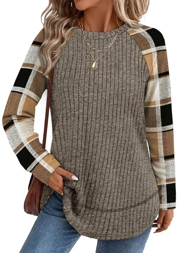 Image of WIHOLL Long Sleeve Shirts for Women Fall Sweaters Lightweight Trendy Tops