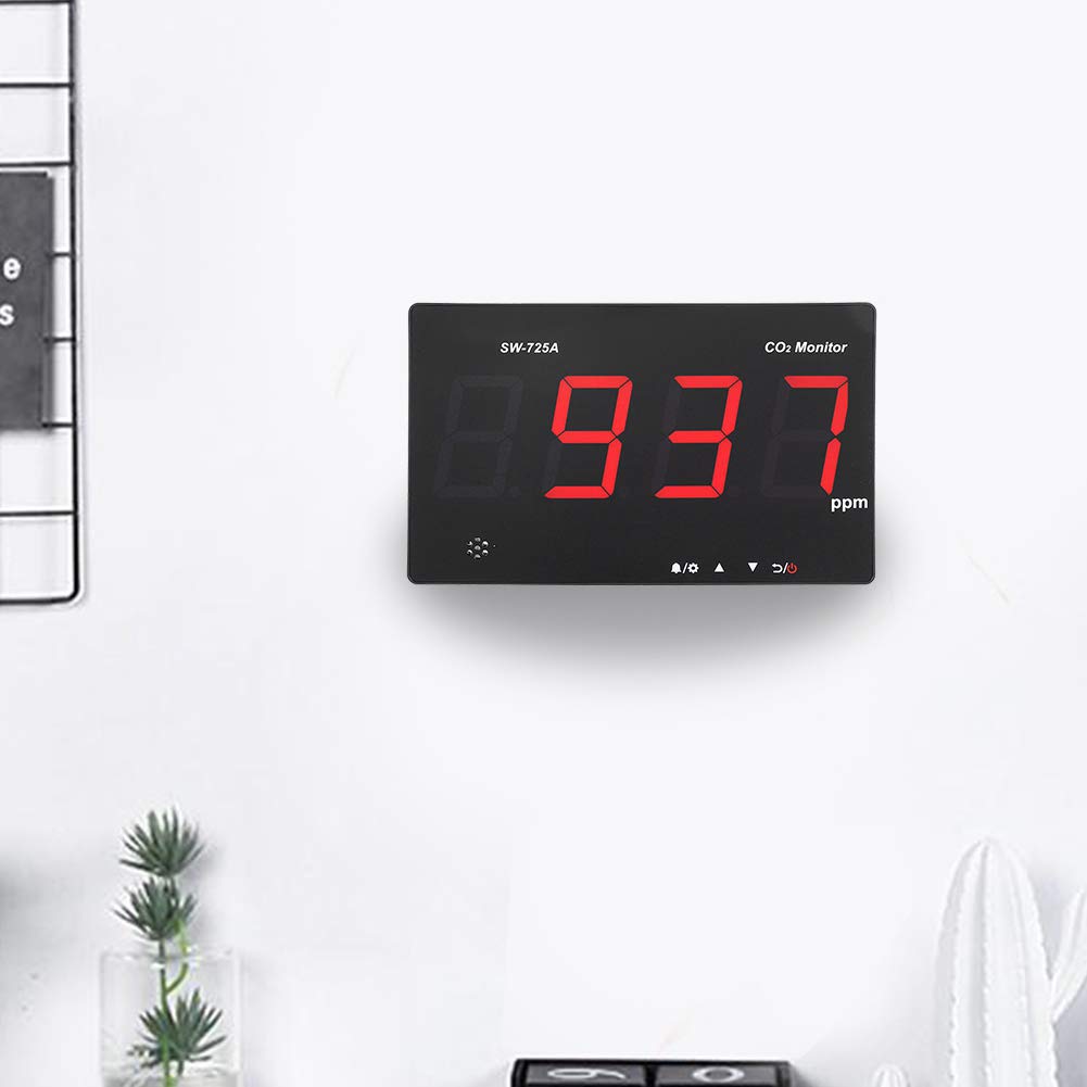 Kohlendioxid Detektor, Großer LCD Bildschirm, Wandmontierter Luftqualitätsmonitor mit 3,5 Mm Steckerloch, Hochpräziser CO2 Monitor für Familien, Labore, Büros, Hotels