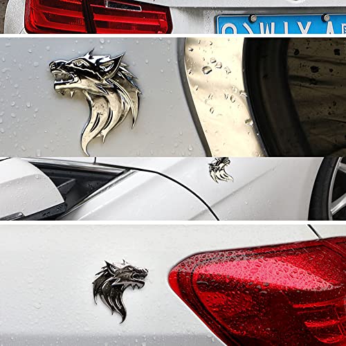 Image of 2pcs 3D Car Stickers Cool Wolf Logo Metal Wolf Badge Emblem Side Tail Decal Motorcycle Car Decal (Black)