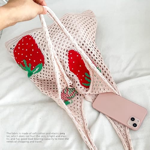 Bolsa Tote de Croché con Diseño de Fresas miniatura 6