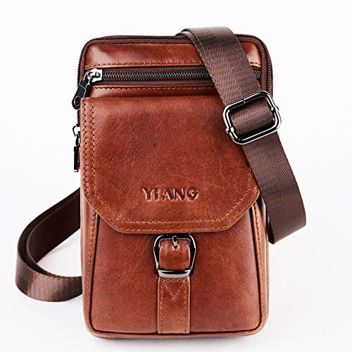 Leather Belt Clip Pouch Vertical Cellphone Holster Waist Pack/Belt Bag Wallet Pouch Men Carrying Sleeve Men Purse Mini Travel Messager Pouch Crossbody Pack Purse Compatible with iPhone 8/7/6s Plus Gal