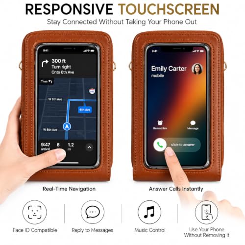 Image of Crossbody Cellphone Purse Women Touch Screen Bag RFID Blocking Wallet Handbag Shoulder Strap