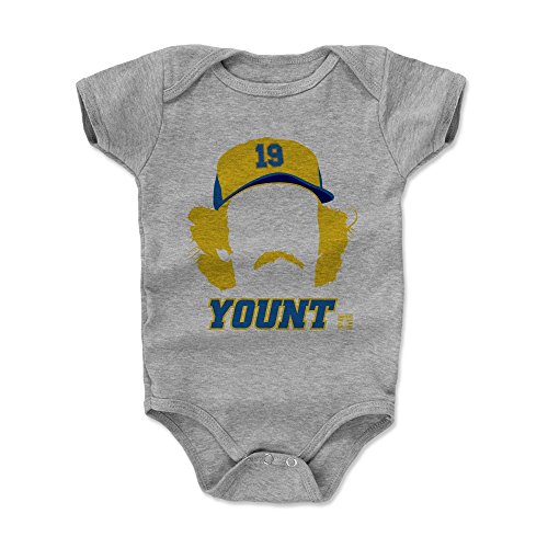 500 LEVEL Robin Yount Baby Infant One Piece Bodysuit (18M, Heather Gray) - Robin Yount Silhouette B