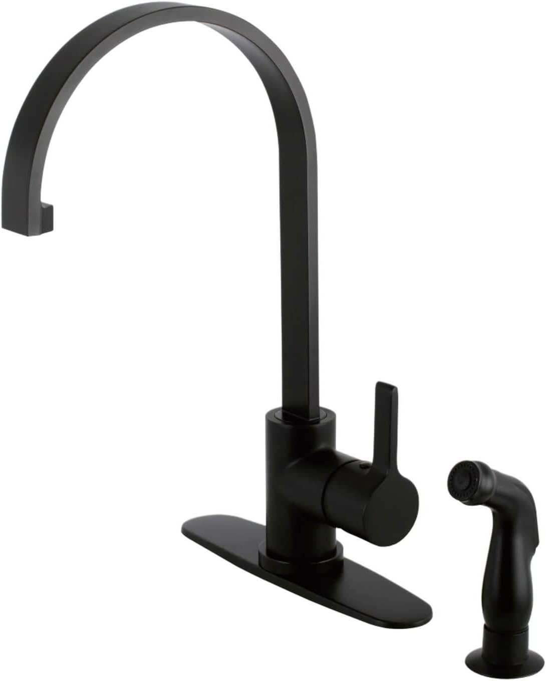 Gourmetier LS8710CTLSP Continental Single-Handle Kitchen Faucet with Side Sprayer, Matte Black