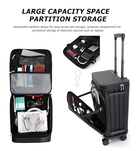 feilario 20in Luxury Hardshell Carry-On Luggage, Microfiber PC Spinner Wheels Airline-Approved Suitcase with TSA-Approved Lock for Effortless Travel (Black)4