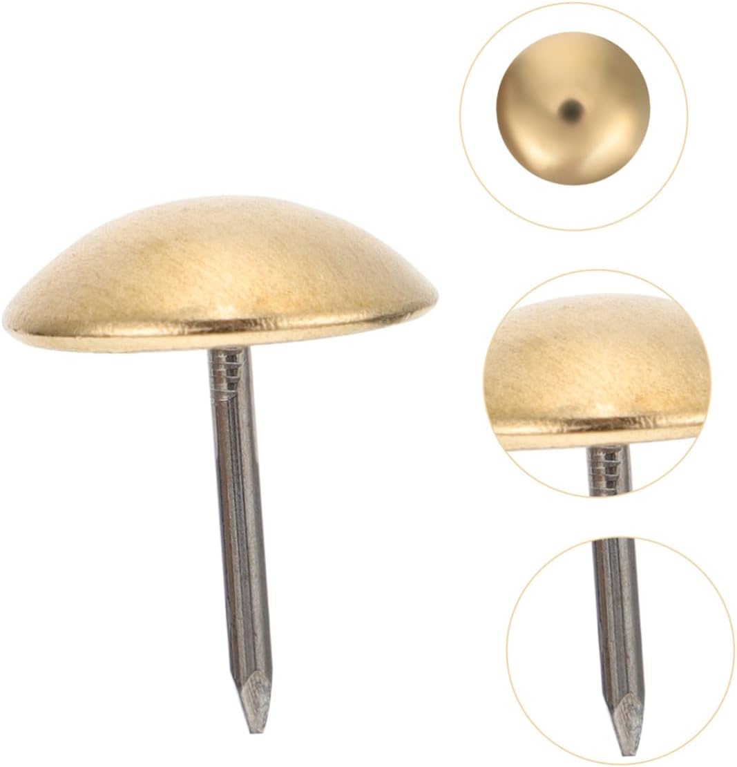 ERINGOGO 50pcs Pure Copper Nail Upholstery Steel Round Nail Wedding Retro Bronze Decorative Decor Decorating Studs Wall Mount Head Vintage Decor Fixing s Decoration Shape Golden