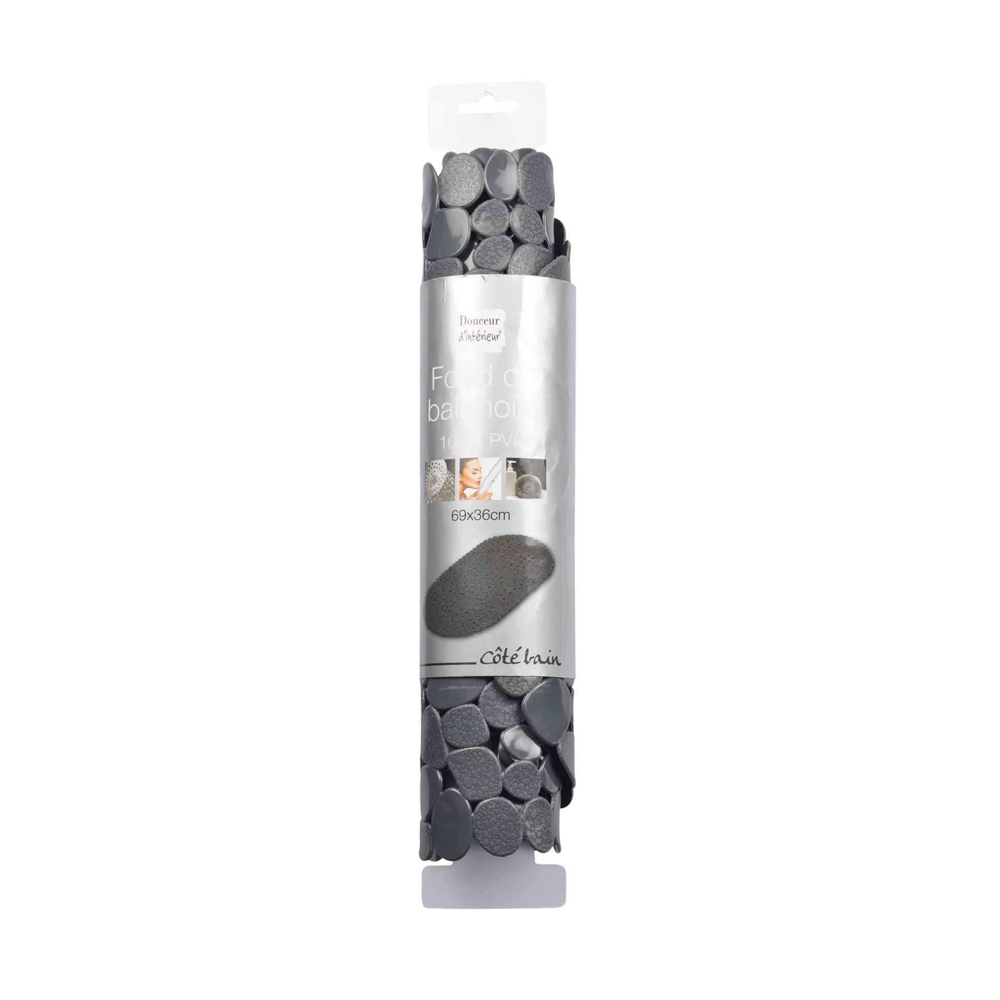douceur d'intérieur, Fond de Baignoire (36 x 69 cm) Vitamine Sdb Anthracite, PVC Uni