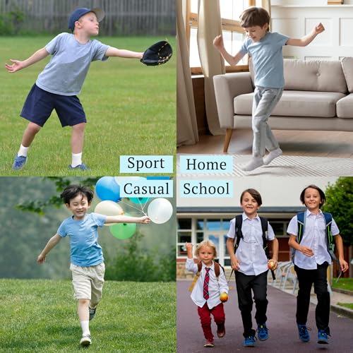 SPTRAMLE Boys Socks, 24 Pairs Kids Socks for Toddler Girls 2-4 Years Boys Crew Multipack Athletic White Black Grey