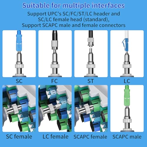 Image of A-600 5-inch Touch Screen 400X Fiber Optic Microscope SCUPC FCUPC STUPC LCUPC SCAPC Male /Female Interface Adapter Handheld end face Inspector Real time Video Probe