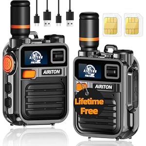 (Lifetime Free) Airiton Walkie Talkies Fast Radio Unlimited Range Nationwide Long Distance Handheld 4G LTE POC Two Way Radio Rapid Push to Talk Over Cellular Radio Long Range (2 with SIM Card)