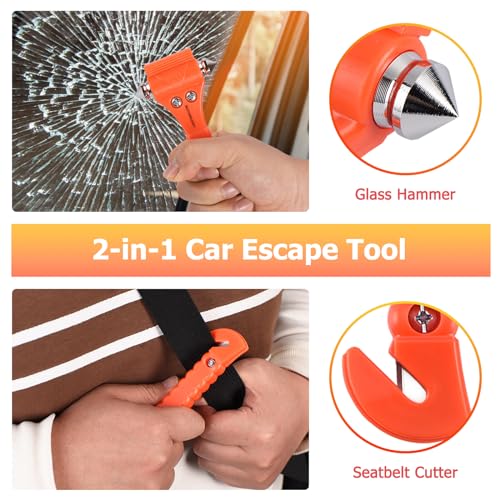 Image of MOTORBUDDY 2-Pack Car Safety Hammer Seatbelt Cutter, Auto Emergency Escape Hammer with Window Glass Breaker and Seat Belt Cutter, Escape Tool for Car Accidents