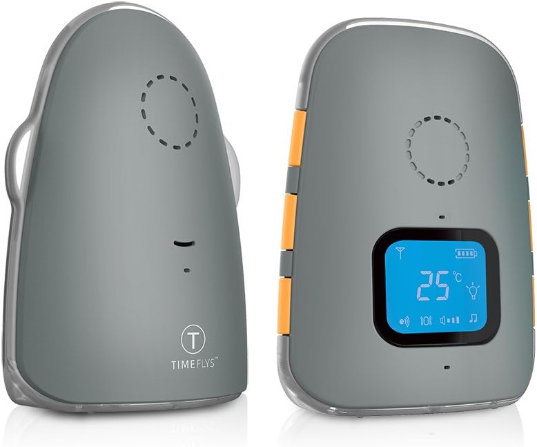 TimeFlys Digital Audio Baby Monitor Crown Temperature Vibration Lullabies Rechargeable Battery USB Connection Paging Zero Emission at Night Mode Two Way Talk