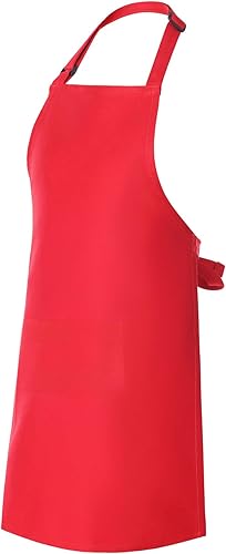 Delantal de cocina de algodón, delantal de cocina con bolsillos, delantal de longitud completa para hombres y mujeres, delantal unisex