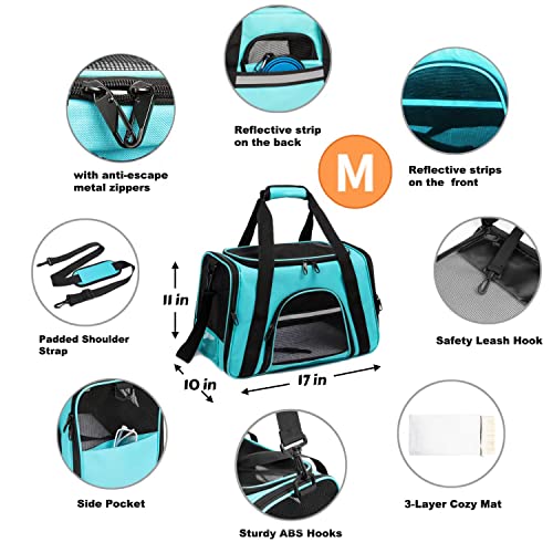 Pet-CarrierDog-Carrier-Cat-Carrier-Airline-ApprovedCollapsible-Soft-Sided-TSA-Approved-Pet-Carrier-for-Medium-and-Small-Cats-Puppies-Up-to-15-Lbs-Cat-Travel-CarrierMedium-Blue