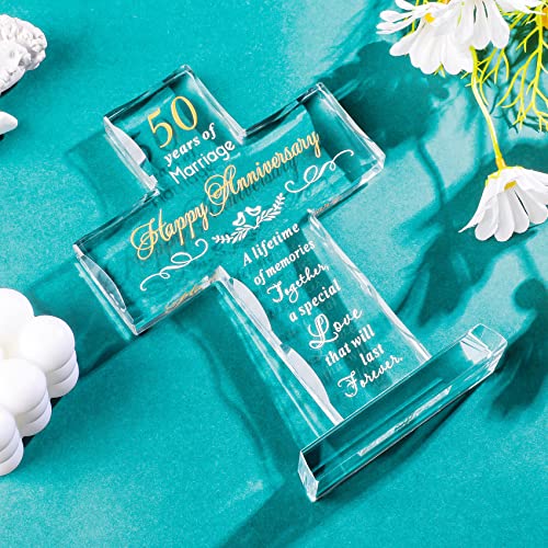 YWHL-50th-Wedding-Anniversary-Religious-Cross-Gifts-for-Women-Men-50-Year-Anniversary-Romantic-Gift-for-Him-Her-Laser-Engraved-Glass-Standing-Cross-Keepsake-for-Couple-50-Years-of-Marriage-Present YWHL 50th Wedding Anniversary Religious Cross Gifts for Women Men 50 Year Anniversary Romantic Gift for Him Her Laser Engraved Glass Standing Cross Keepsake for Couple 50 Years of Marriage Present